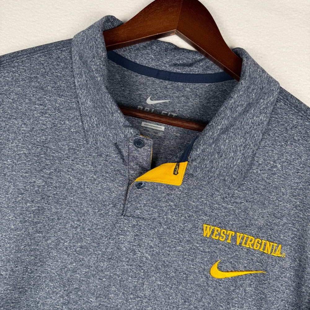 Nike West Virginia Mountaineers Elite Dri-FIT Polo Shirt Mens XXL Embroidered